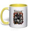 Mug with a colored handle Slipknot logo yellow фото