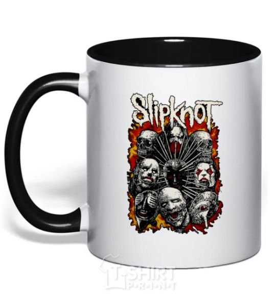 Чашка с цветной ручкой Slipknot logo Черный фото