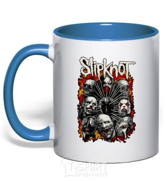 Mug with a colored handle Slipknot logo royal-blue фото