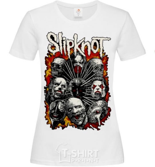 Women's T-shirt Slipknot logo White фото
