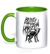 Mug with a colored handle Bring Me the Horizon Wolf bones kelly-green фото