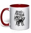 Mug with a colored handle Bring Me the Horizon Wolf bones red фото