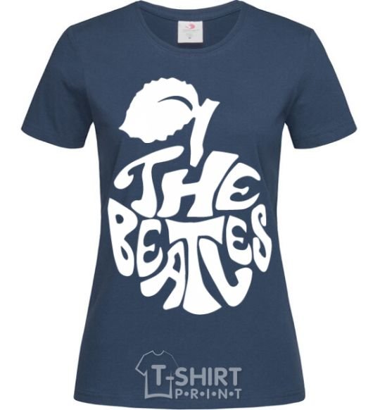 Women's T-shirt The beatles apple navy-blue фото