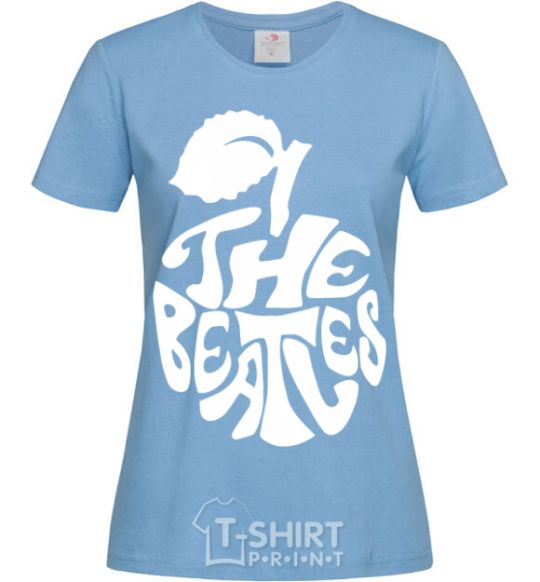 Women's T-shirt The beatles apple sky-blue фото