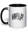 Mug with a colored handle Linkin park grey black фото