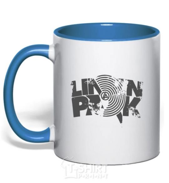 Чашка с цветной ручкой Linkin park grey Ярко-синий фото