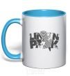 Mug with a colored handle Linkin park grey sky-blue фото