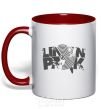 Mug with a colored handle Linkin park grey red фото