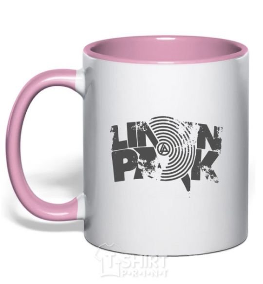 Mug with a colored handle Linkin park grey light-pink фото