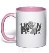 Mug with a colored handle Linkin park grey light-pink фото