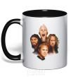 Mug with a colored handle Metallika color faces black фото