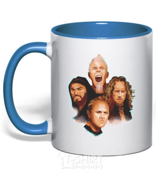 Mug with a colored handle Metallika color faces royal-blue фото