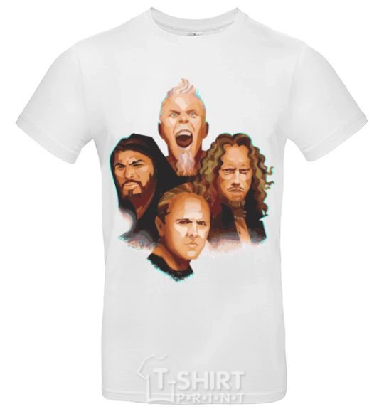 Men's T-Shirt Metallika color faces White фото