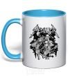 Mug with a colored handle Metallika band of skeletons sky-blue фото