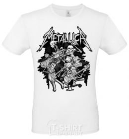 Men's T-Shirt Metallika band of skeletons White фото