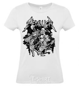 Women's T-shirt Metallika band of skeletons White фото