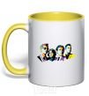 Mug with a colored handle Arctic monkeys color yellow фото