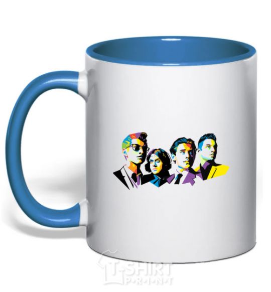 Mug with a colored handle Arctic monkeys color royal-blue фото