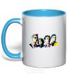 Mug with a colored handle Arctic monkeys color sky-blue фото