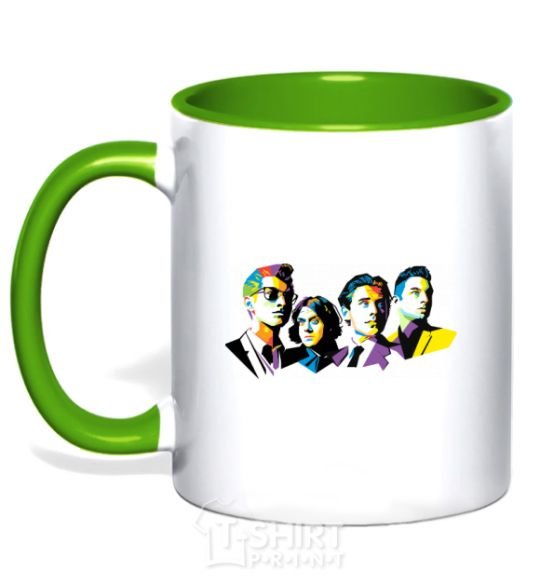 Mug with a colored handle Arctic monkeys color kelly-green фото