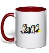 Mug with a colored handle Arctic monkeys color red фото