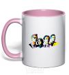 Mug with a colored handle Arctic monkeys color light-pink фото