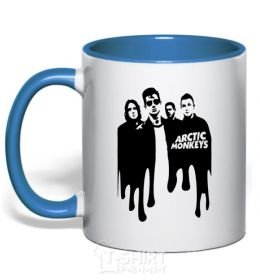 Mug with a colored handle Arctic monkeys figures royal-blue фото