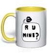 Mug with a colored handle R u mine yellow фото