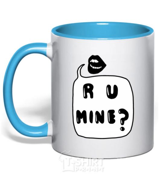 Mug with a colored handle R u mine sky-blue фото