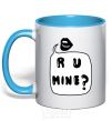 Mug with a colored handle R u mine sky-blue фото