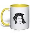 Mug with a colored handle Michael Jackson's face yellow фото