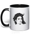 Mug with a colored handle Michael Jackson's face black фото