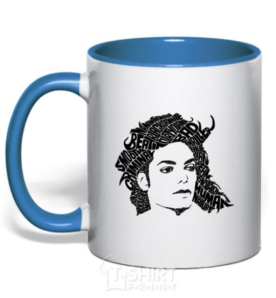 Mug with a colored handle Michael Jackson's face royal-blue фото