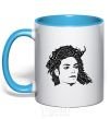 Mug with a colored handle Michael Jackson's face sky-blue фото