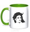 Mug with a colored handle Michael Jackson's face kelly-green фото