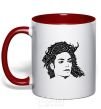 Mug with a colored handle Michael Jackson's face red фото