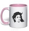 Mug with a colored handle Michael Jackson's face light-pink фото