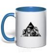 Mug with a colored handle Pink Floyd triangle royal-blue фото