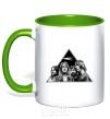 Mug with a colored handle Pink Floyd triangle kelly-green фото
