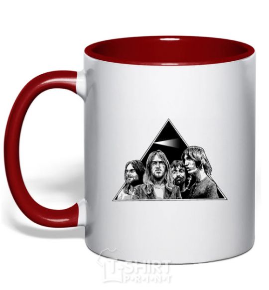 Чашка с цветной ручкой Pink Floyd triangle Красный фото
