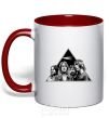 Mug with a colored handle Pink Floyd triangle red фото