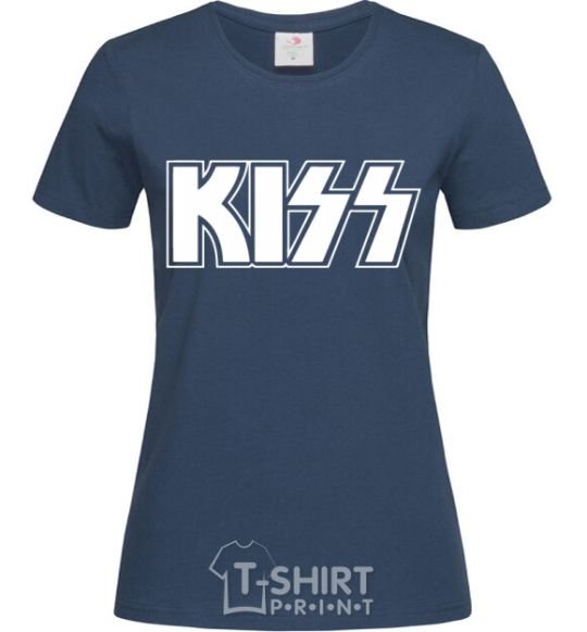 Women's T-shirt Kiss logo navy-blue фото