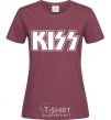 Women's T-shirt Kiss logo burgundy фото