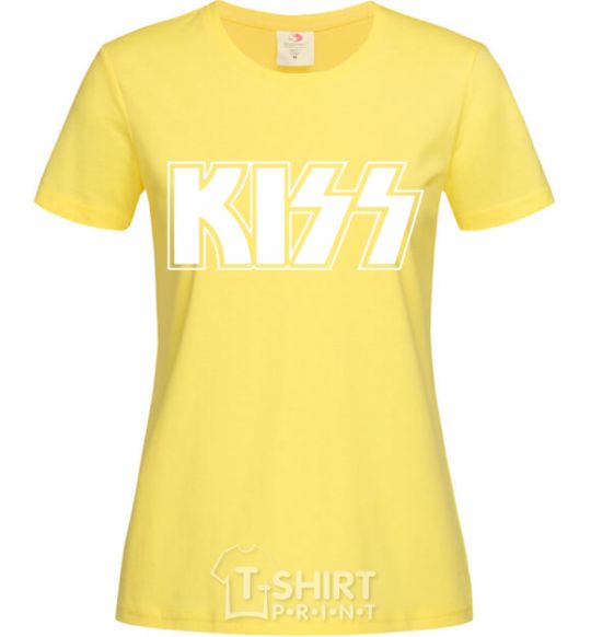 Women's T-shirt Kiss logo cornsilk фото