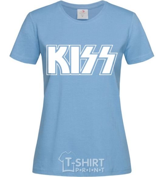 Women's T-shirt Kiss logo sky-blue фото