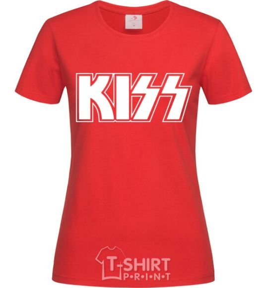 Women's T-shirt Kiss logo red фото