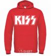 Мужская толстовка (худи) Kiss logo Ярко-красный фото