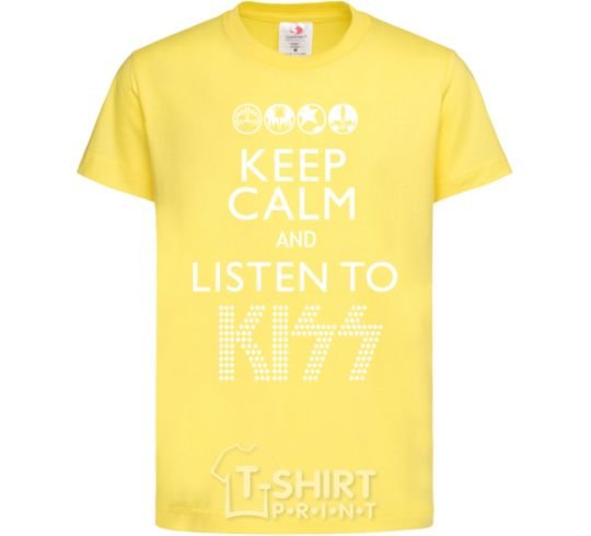 Детская футболка Keep calm and listen to Kiss Лимонный фото