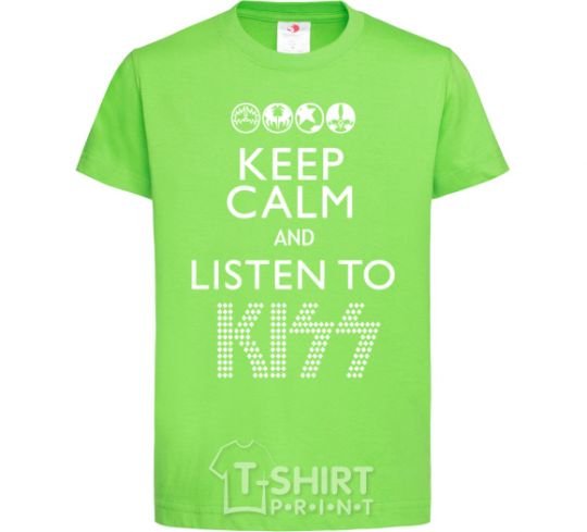 Детская футболка Keep calm and listen to Kiss Лаймовый фото