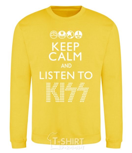 Свитшот Keep calm and listen to Kiss Солнечно желтый фото